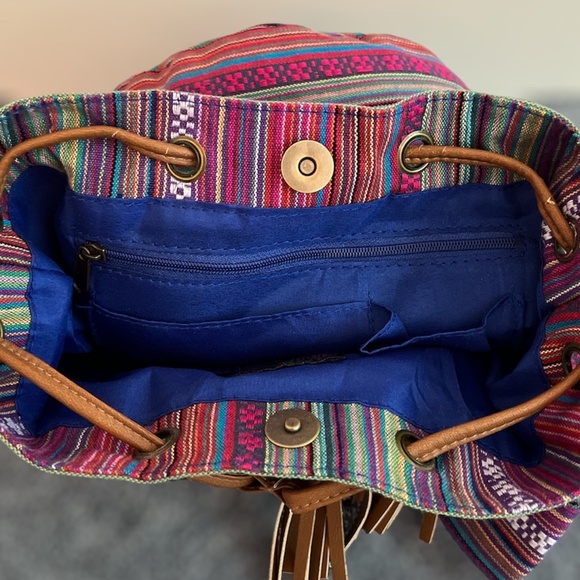 !!!FINAL DROP!!! Brash Multi Fabric Bucket/Hobo Bag with Faux Leather Tassels - Picture 7 of 12